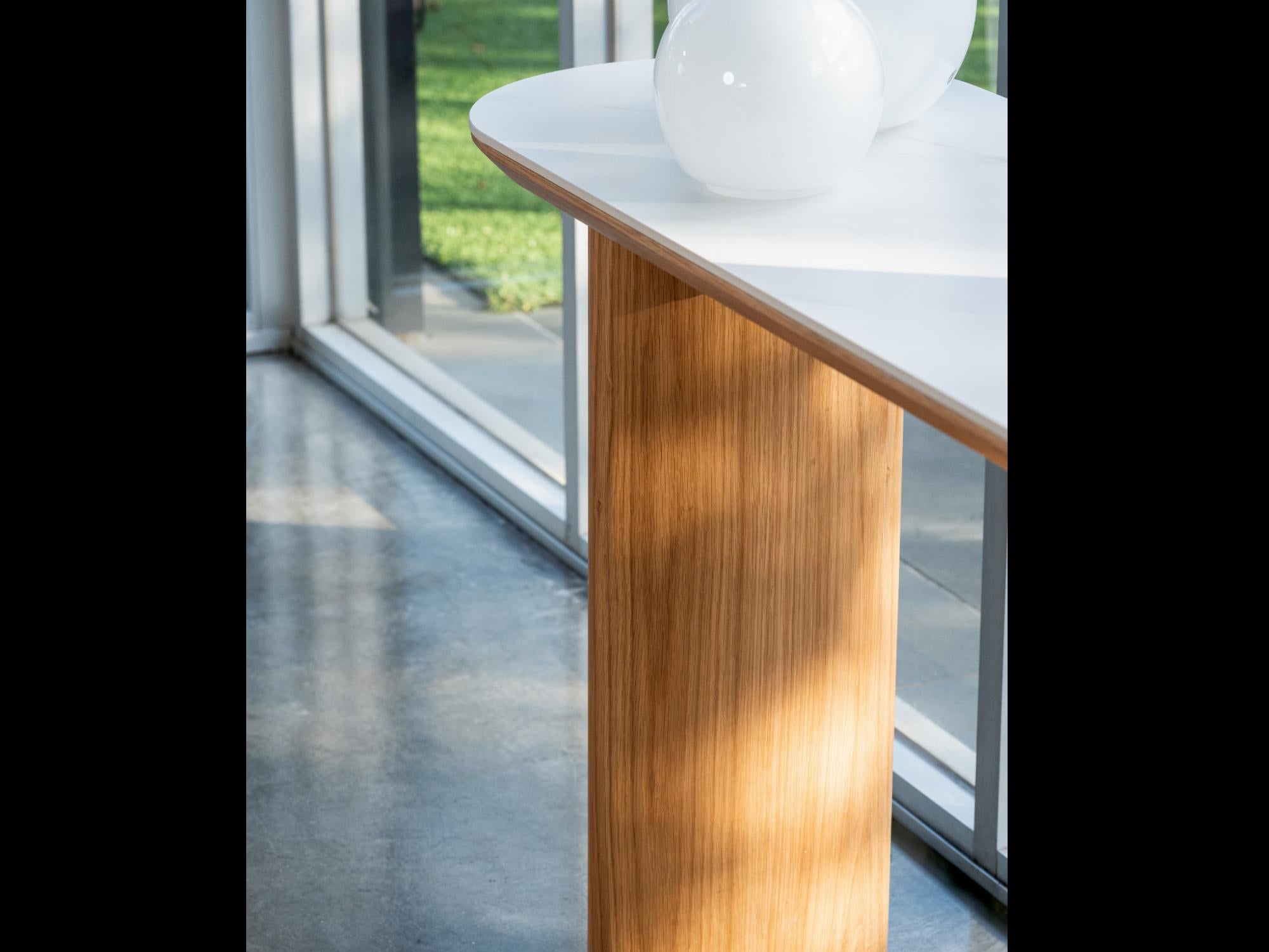 Lucerne Console Table – Natural & Ceramic | White Oak Veneer & Marble Effect Top