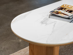 Lucerne Coffee Table – Natural & Ceramic | White Oak Veneer & Marble Effect Top