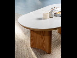 Lucerne Coffee Table – Natural & Ceramic | White Oak Veneer & Marble Effect Top