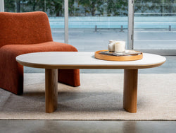 Lucerne Coffee Table – Natural & Ceramic | White Oak Veneer & Marble Effect Top