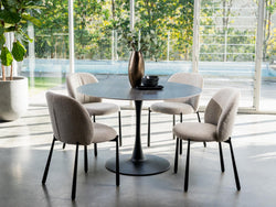 Scandi Large Dining Table – Black Sand Marble Effect | Black Frame