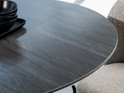 Scandi Large Dining Table – Black Sand Marble Effect | Black Frame