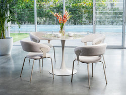 Scandi Medium Dining Table – Rocky Marble Effect | Cappuccino Frame