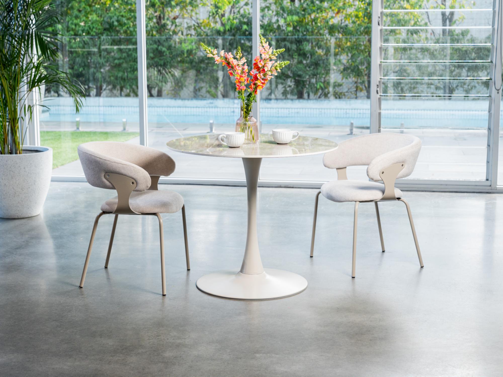 Scandi Medium Dining Table – Rocky Marble Effect | Cappuccino Frame