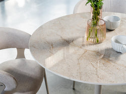 Scandi Medium Dining Table – Rocky Marble Effect | Cappuccino Frame