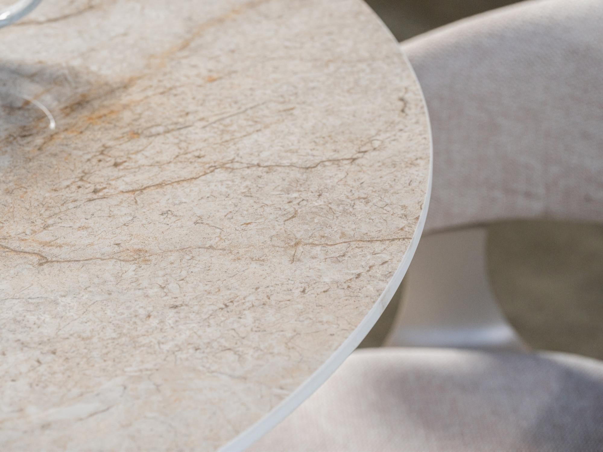 Scandi Medium Dining Table – Rocky Marble Effect | Cappuccino Frame