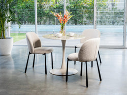 Scandi Medium Dining Table – Rocky Marble Effect | Cappuccino Frame