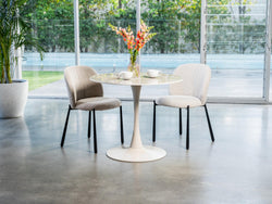 Scandi Medium Dining Table – Rocky Marble Effect | Cappuccino Frame