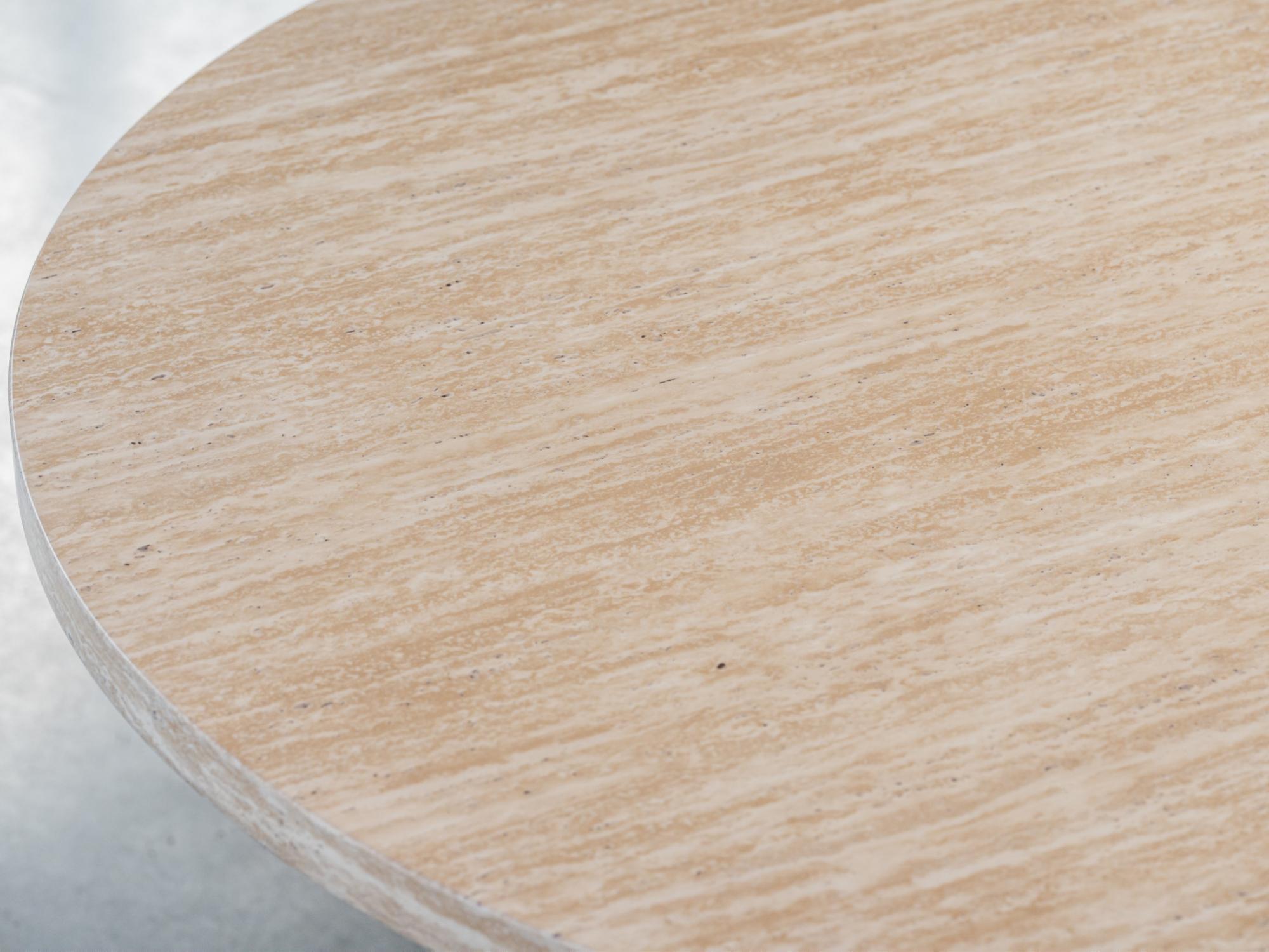 Tessa Round Dining Table – French Fawn Travertine Effect | Matching Base