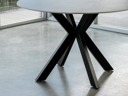 Venice Round Dining Table – Bulgarian Grey Marble Effect | Black Frame