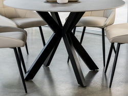 Venice Round Dining Table – Bulgarian Grey Marble Effect | Black Frame