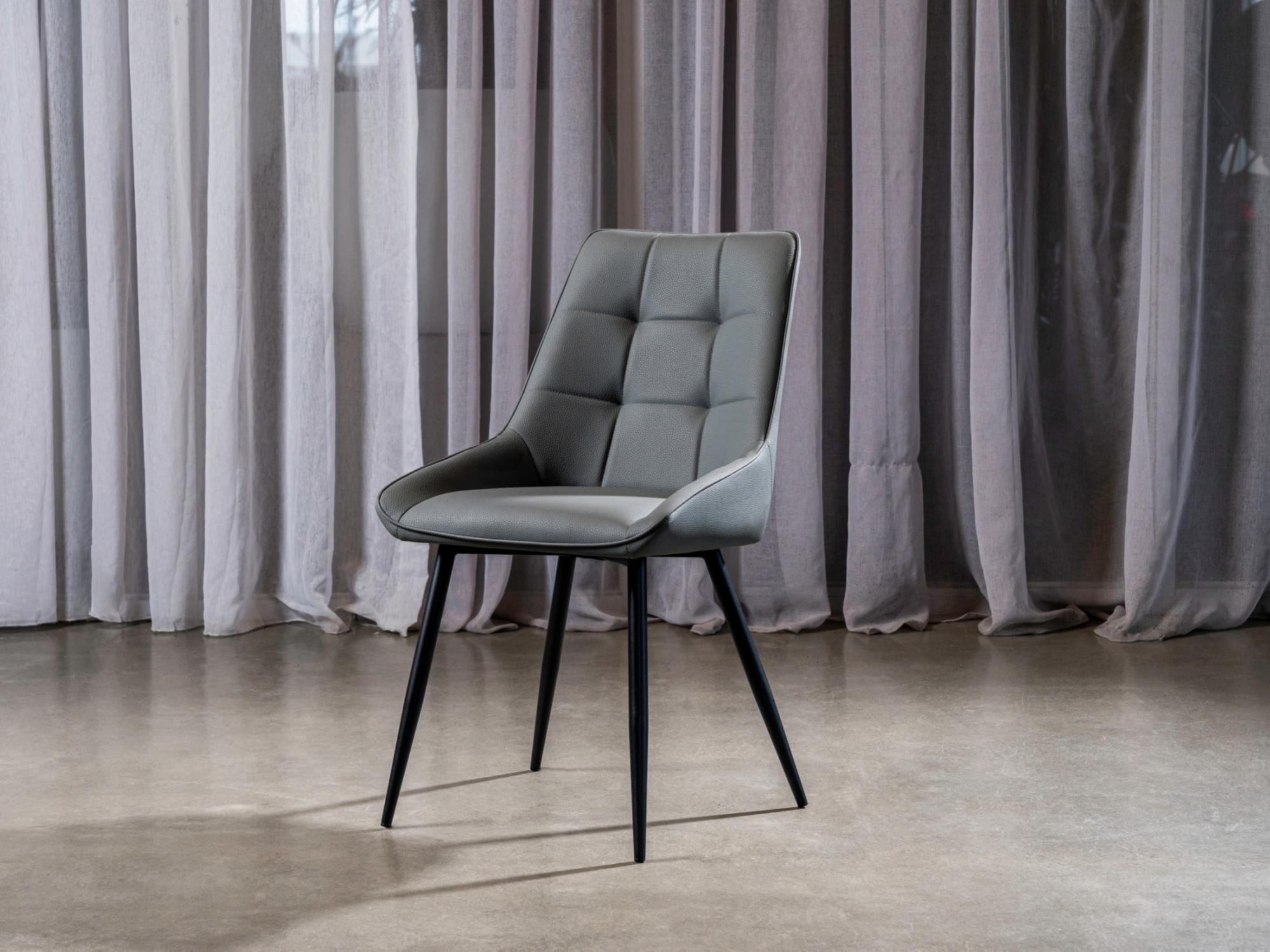 Ruben Dining Chair – Charcoal | Eco Leather & Black Frame (Set of 2)