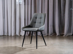 Ruben Dining Chair – Charcoal | Eco Leather & Black Frame (Set of 2)