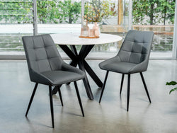 Ruben Dining Chair – Charcoal | Eco Leather & Black Frame (Set of 2)