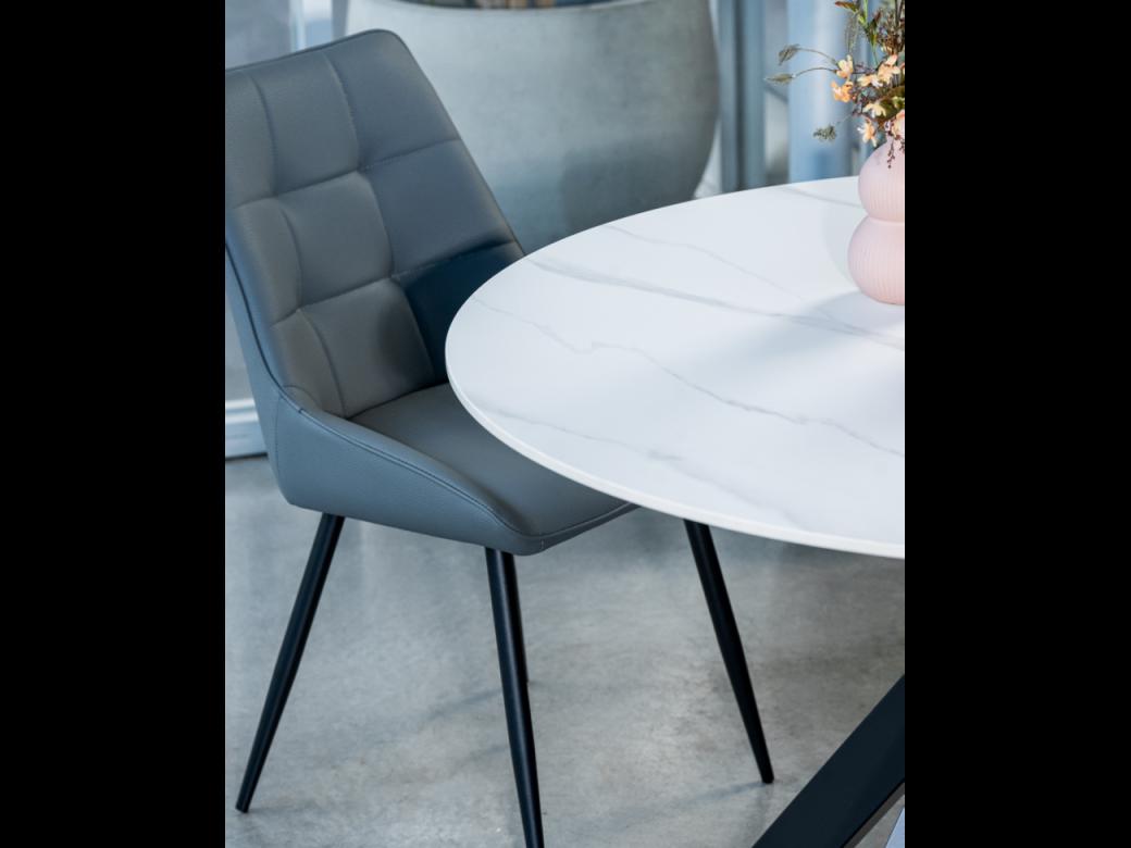 Ruben Dining Chair – Charcoal | Eco Leather & Black Frame (Set of 2)