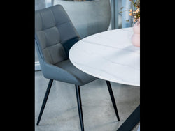 Ruben Dining Chair – Charcoal | Eco Leather & Black Frame (Set of 2)