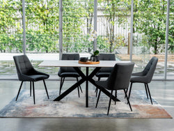 Ruben Dining Chair – Charcoal | Eco Leather & Black Frame (Set of 4)