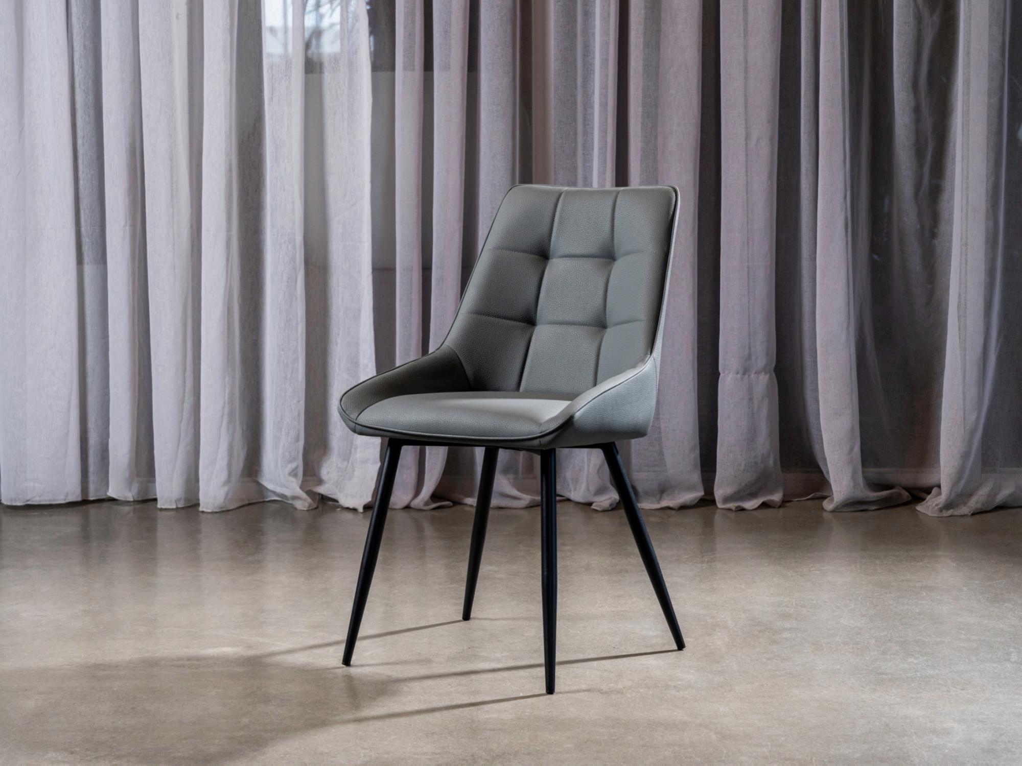 Ruben Dining Chair – Charcoal | Eco Leather & Black Frame (Set of 4)