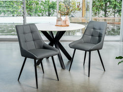 Ruben Dining Chair – Charcoal | Eco Leather & Black Frame (Set of 4)