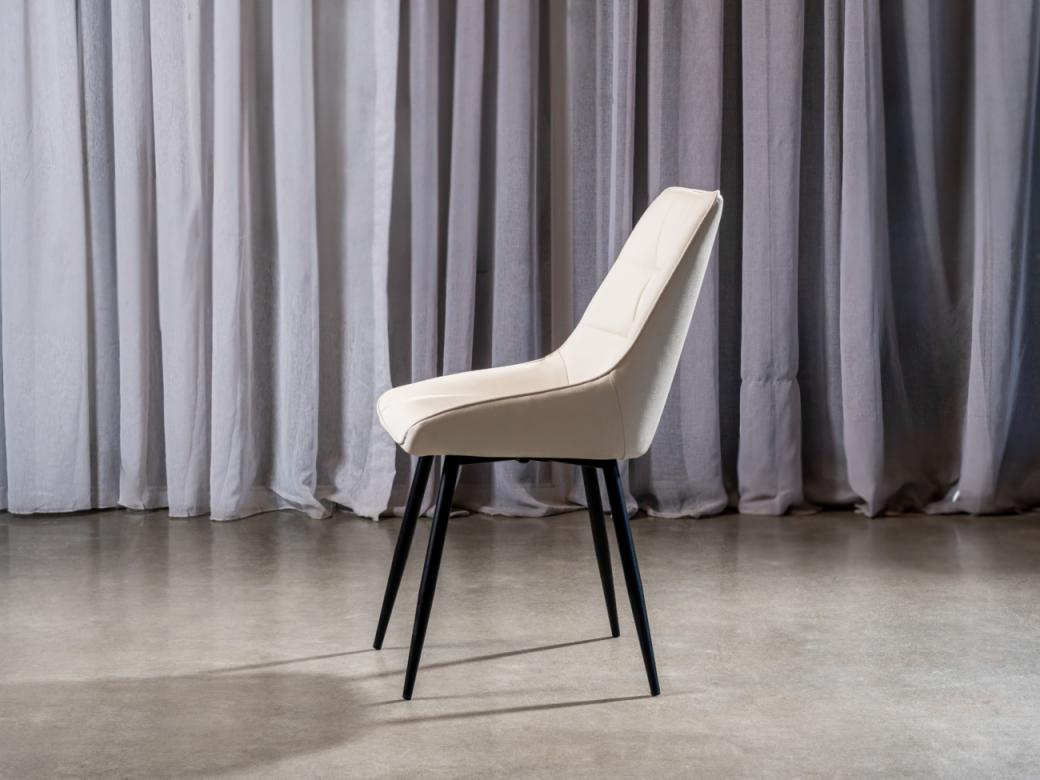 Ruben Dining Chair – Ivory | Eco Leather & Black Frame (Set of 2)