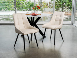 Ruben Dining Chair – Ivory | Eco Leather & Black Frame (Set of 2)