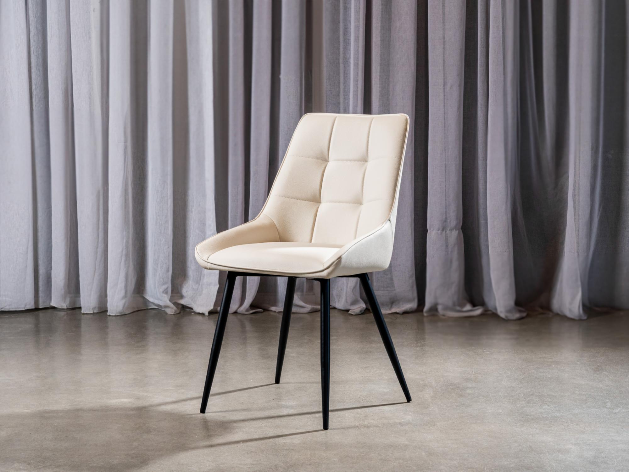 Ruben Dining Chair – Ivory | Eco Leather & Black Frame (Set of 4)