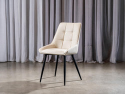 Ruben Dining Chair – Ivory | Eco Leather & Black Frame (Set of 4)