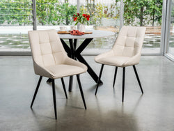 Ruben Dining Chair – Ivory | Eco Leather & Black Frame (Set of 4)