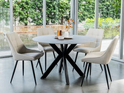 Ruben Dining Chair – Ivory | Eco Leather & Black Frame (Set of 4)