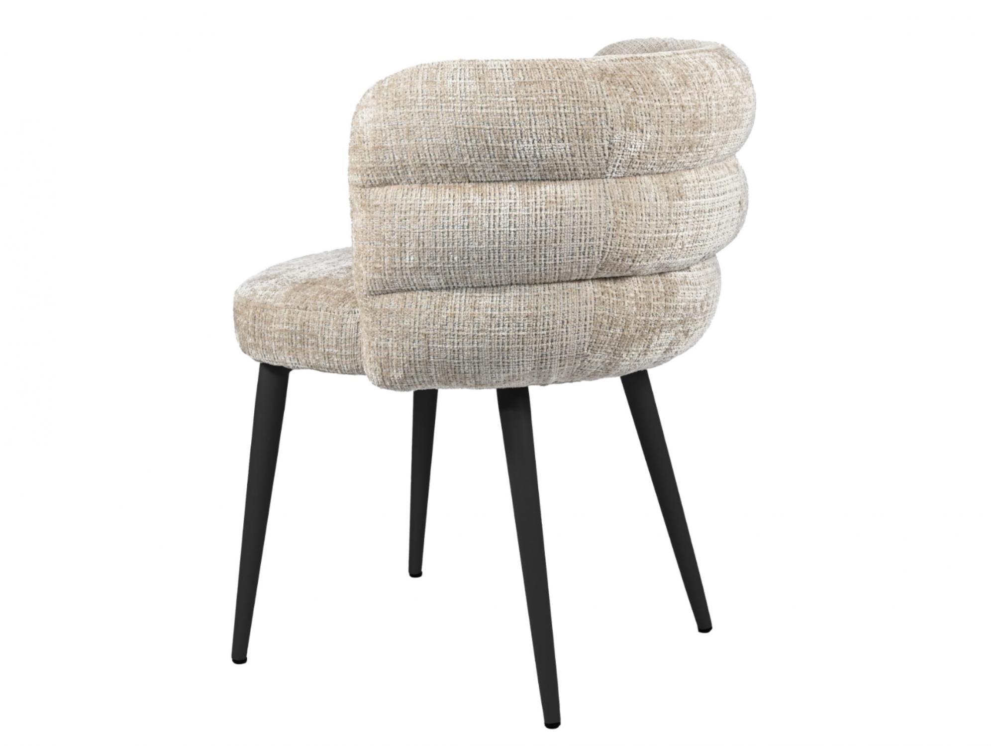Greta Dining Chair – Latte | Chenille Fabric & Black Frame (Set of 2)