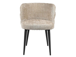 Greta Dining Chair – Latte | Chenille Fabric & Black Frame (Set of 2)
