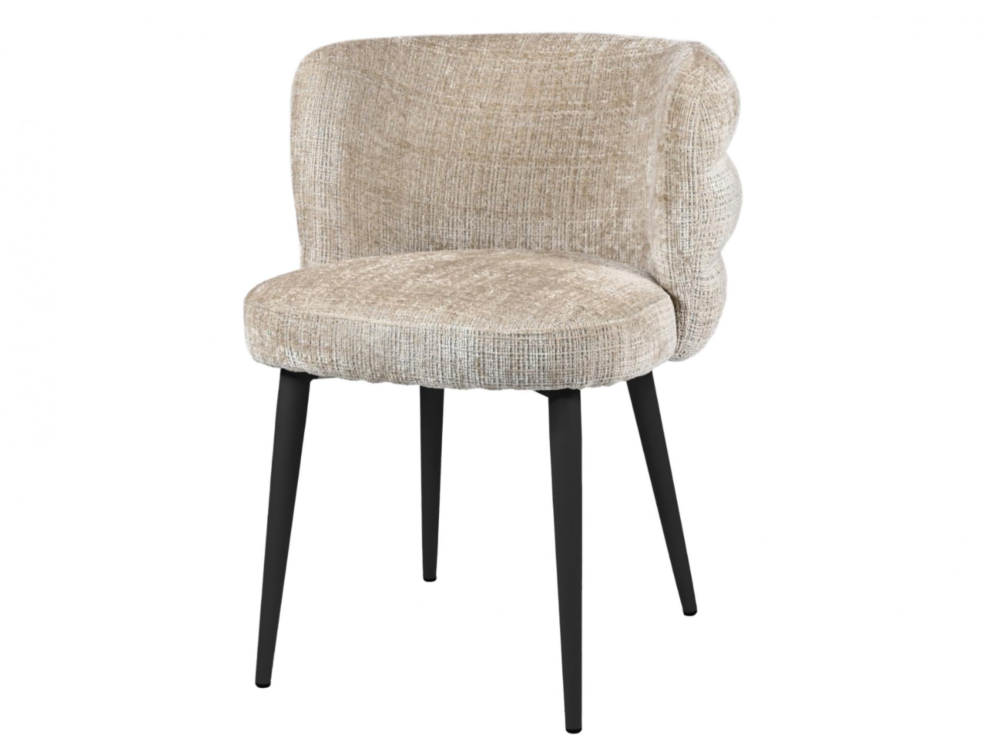 Greta Dining Chair – Latte | Chenille Fabric & Black Frame (Set of 2)