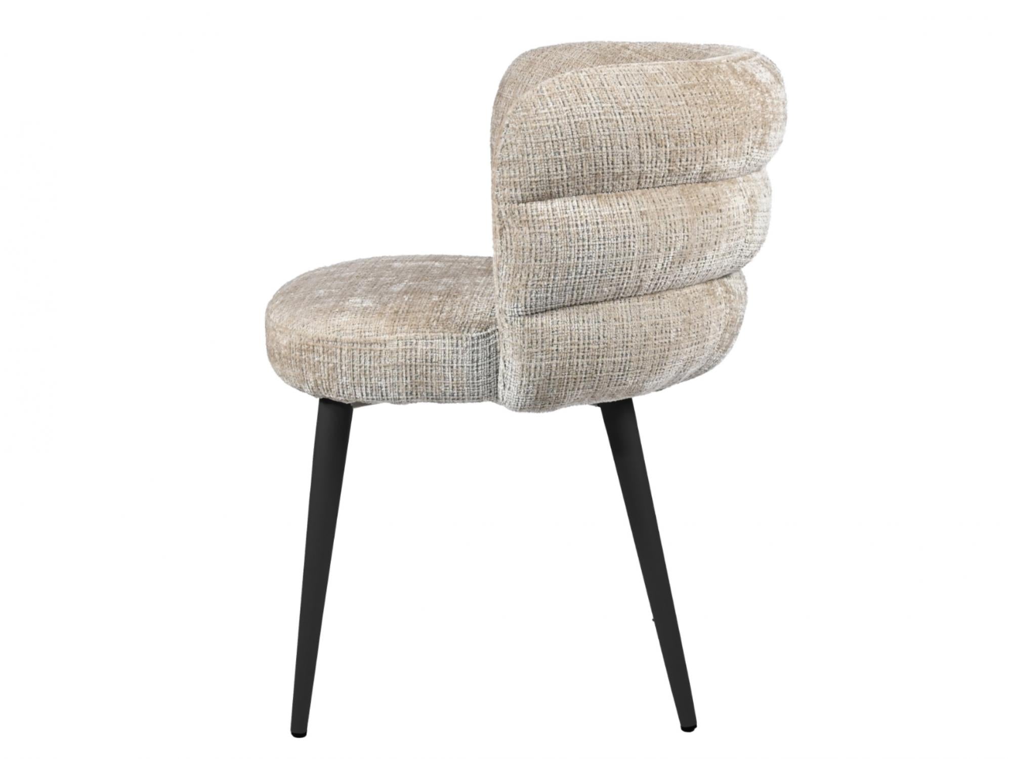 Greta Dining Chair – Latte | Chenille Fabric & Black Frame (Set of 2)