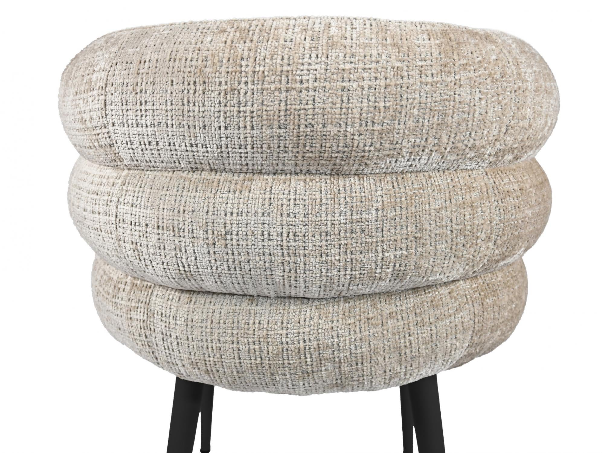 Greta Dining Chair – Latte | Chenille Fabric & Black Frame (Set of 2)