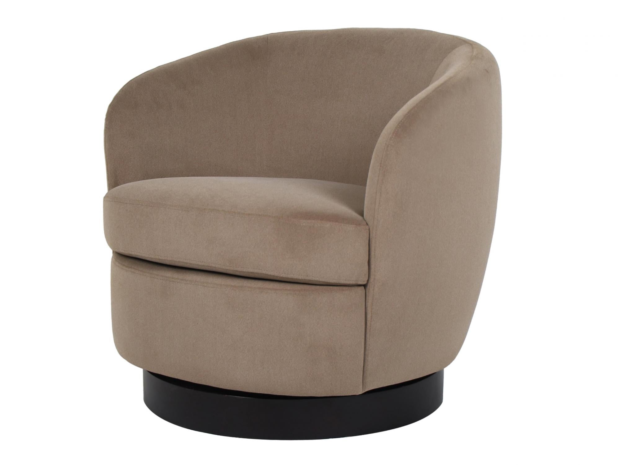 Belize Swivel Occasional Chair – Latte | Mohair Fabric & Black Rubber Wood Base