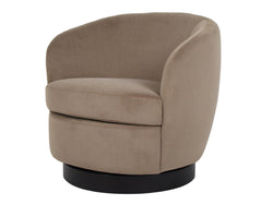 Belize Swivel Occasional Chair – Latte | Mohair Fabric & Black Rubber Wood Base
