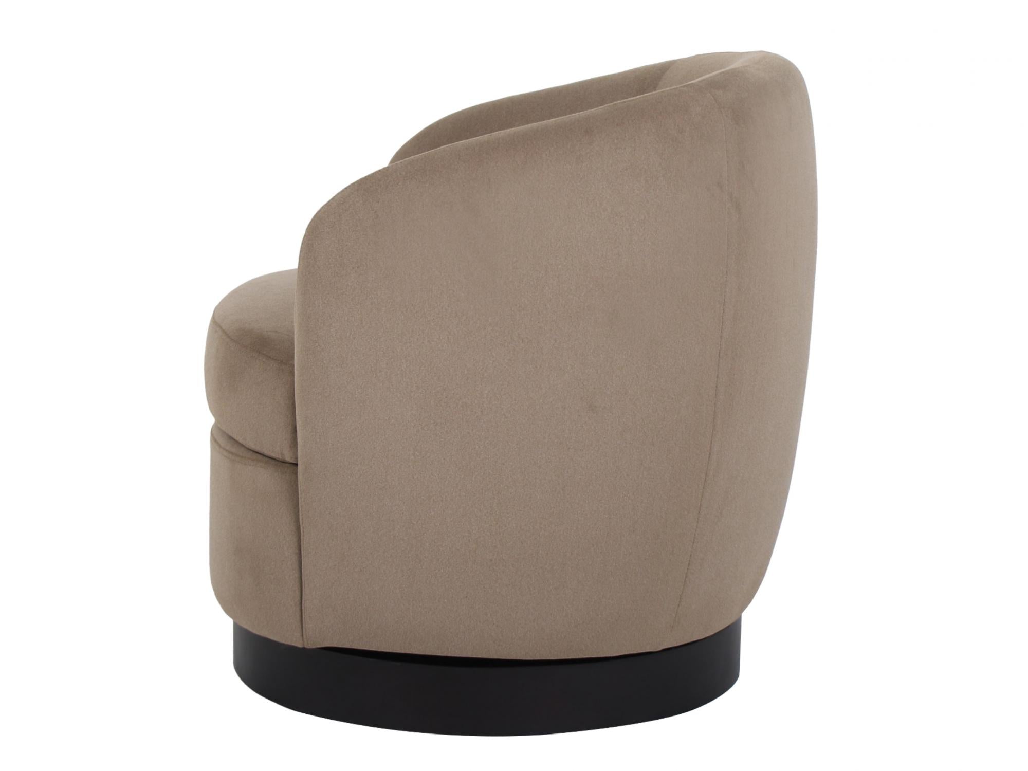 Belize Swivel Occasional Chair – Latte | Mohair Fabric & Black Rubber Wood Base