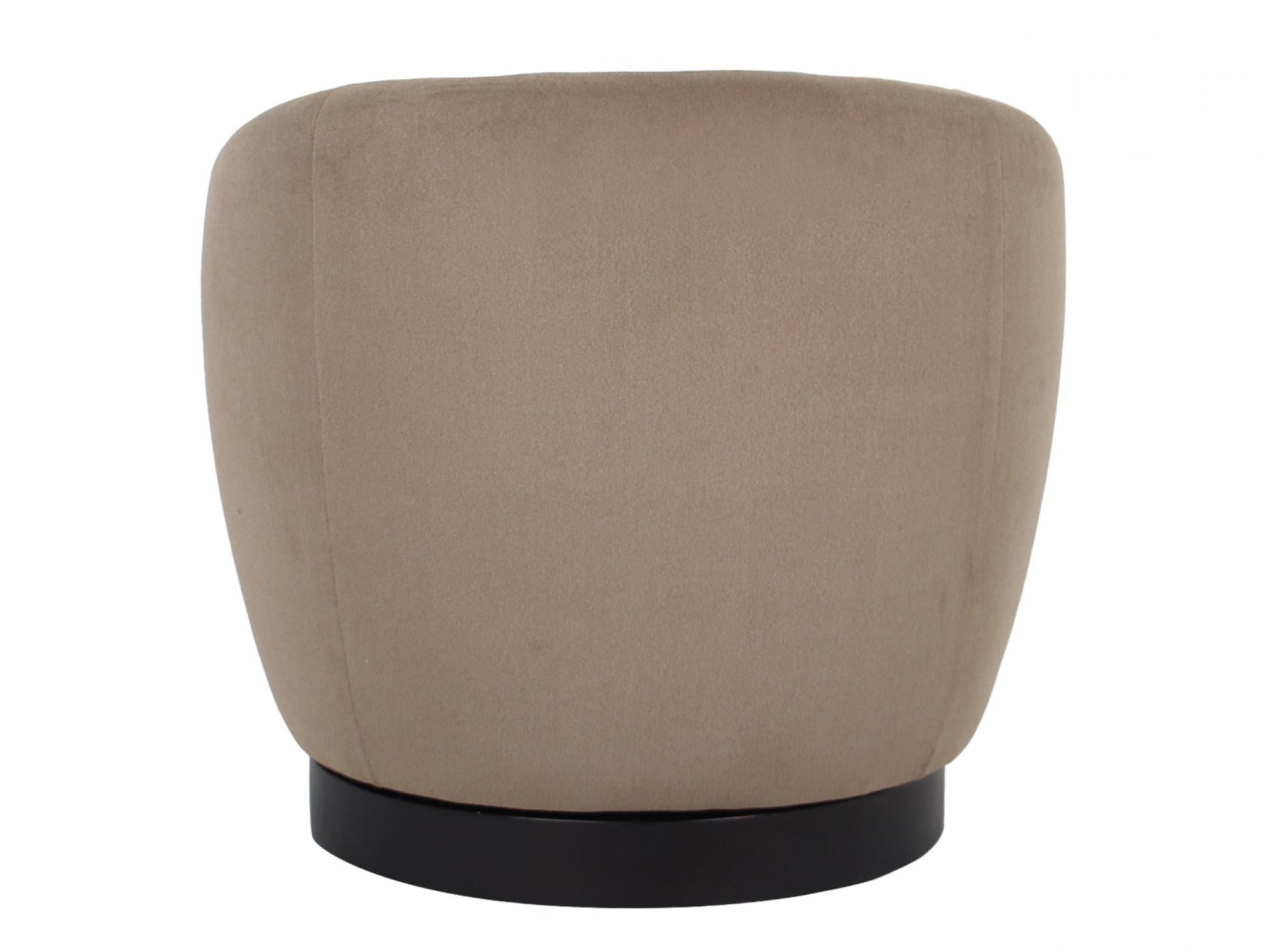 Belize Swivel Occasional Chair – Latte | Mohair Fabric & Black Rubber Wood Base