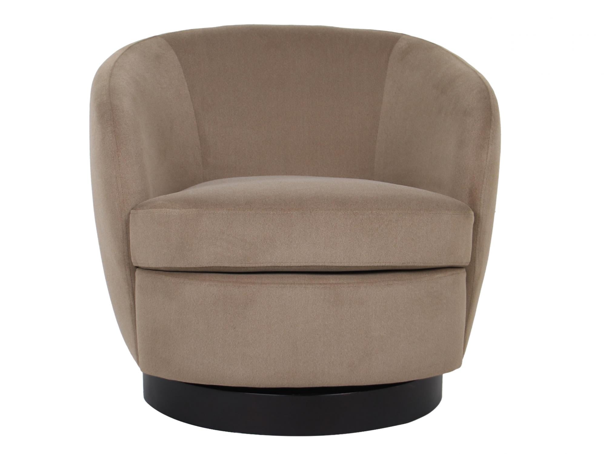 Belize Swivel Occasional Chair – Latte | Mohair Fabric & Black Rubber Wood Base