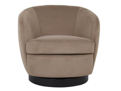 Belize Swivel Occasional Chair – Latte | Mohair Fabric & Black Rubber Wood Base