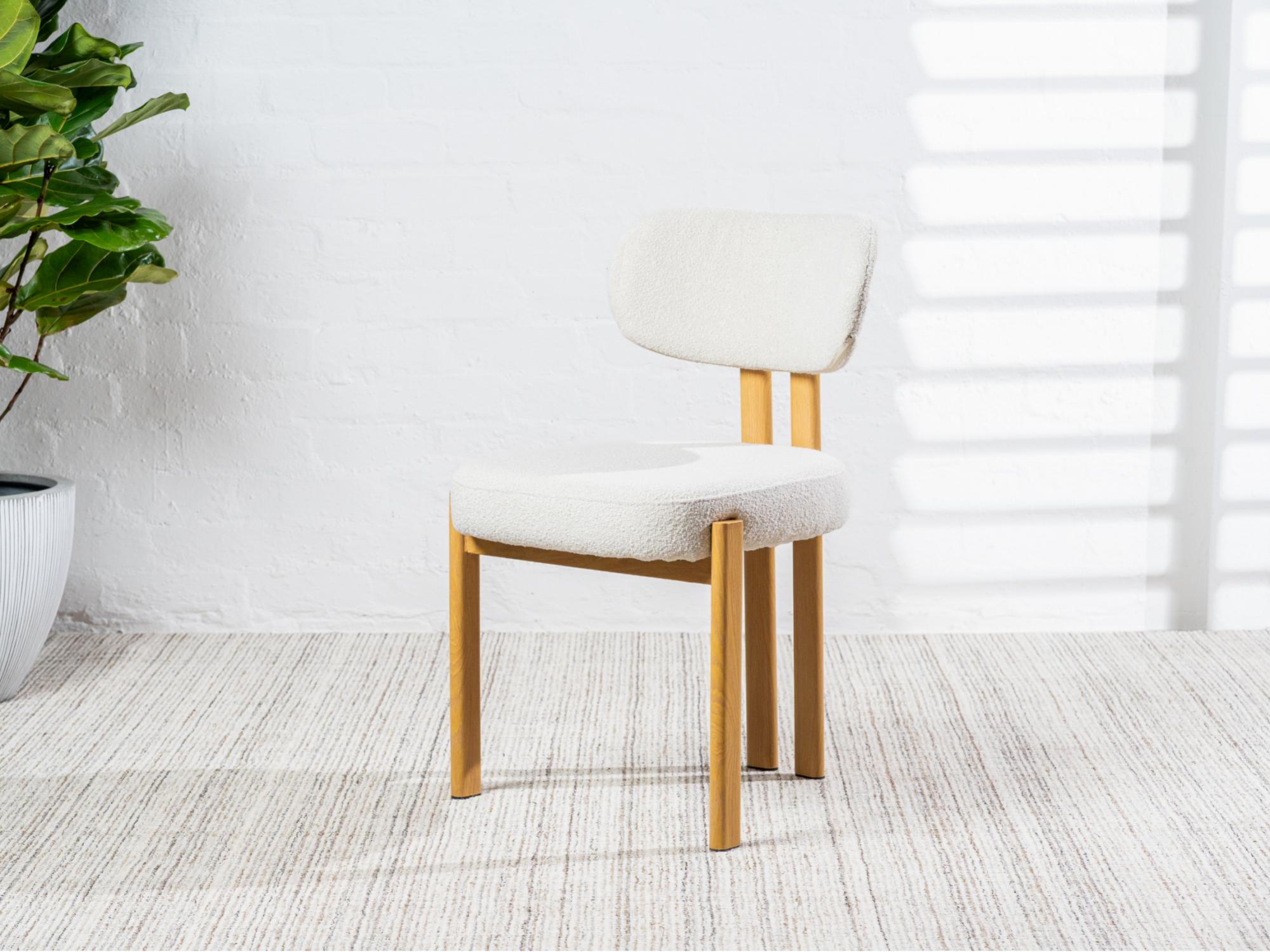 Cancun Dining Chair – Beige | Textured Fabric & Wood-Effect Frame (Set of 2)