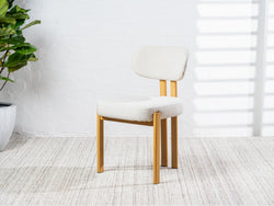 Cancun Dining Chair – Beige | Textured Fabric & Wood-Effect Frame (Set of 2)