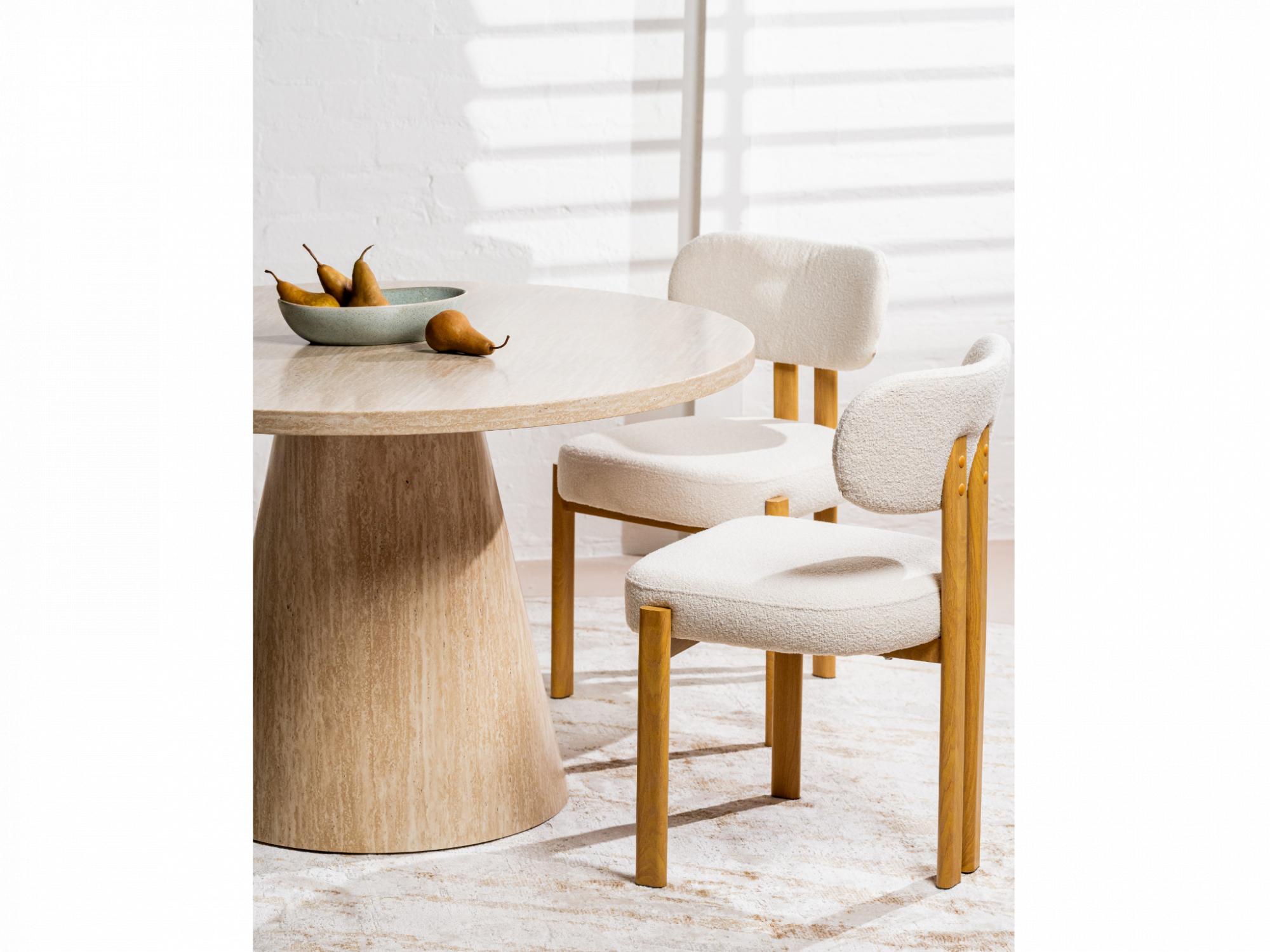 Cancun Dining Chair – Beige | Textured Fabric & Wood-Effect Frame (Set of 2)