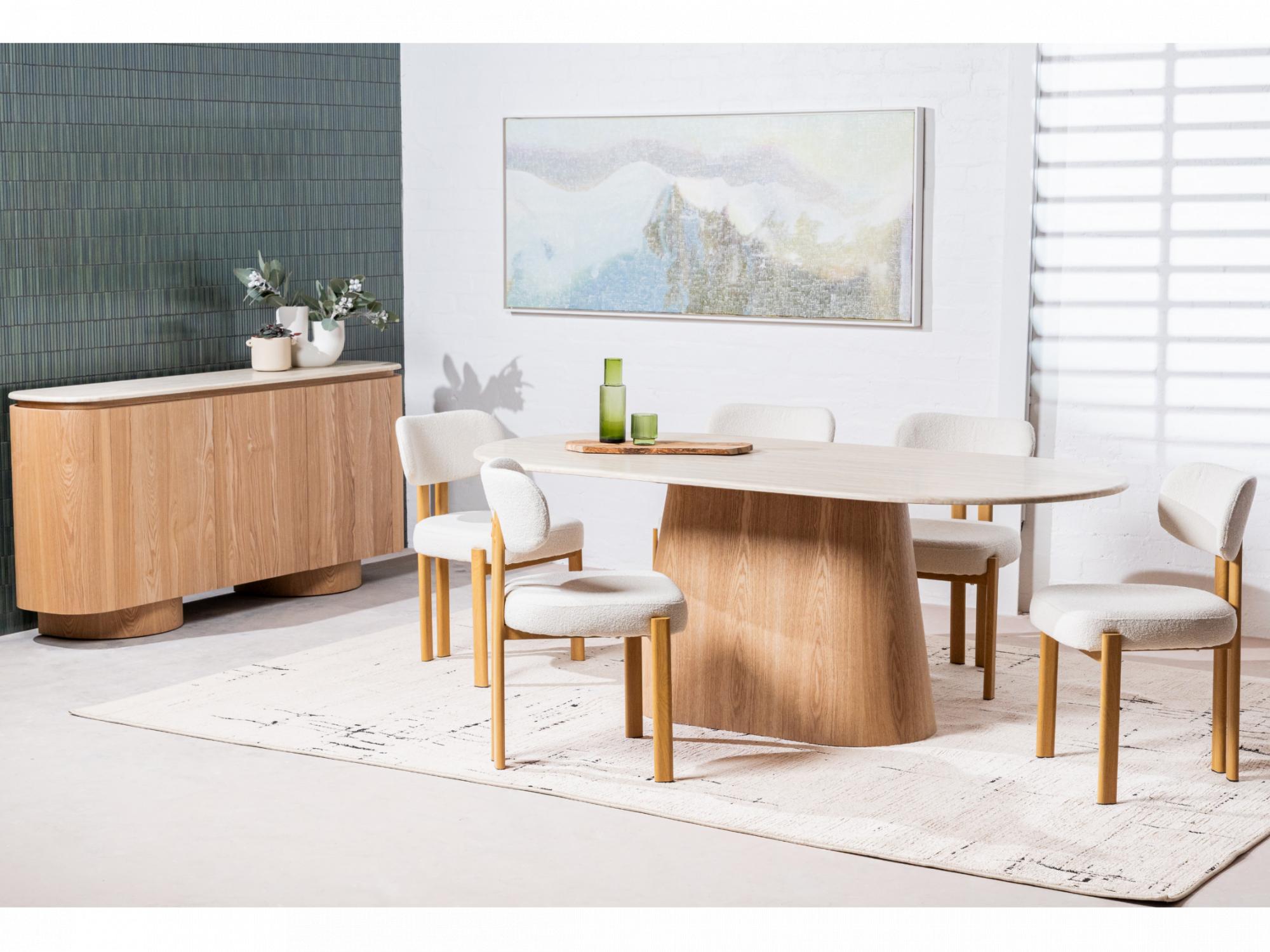 Cancun Dining Chair – Beige | Textured Fabric & Wood-Effect Frame (Set of 2)