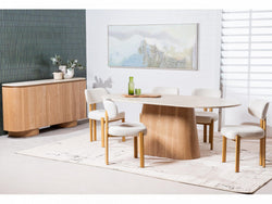 Cancun Dining Chair – Beige | Textured Fabric & Wood-Effect Frame (Set of 2)