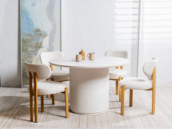 Cancun Dining Chair – Beige | Textured Fabric & Wood-Effect Frame (Set of 2)