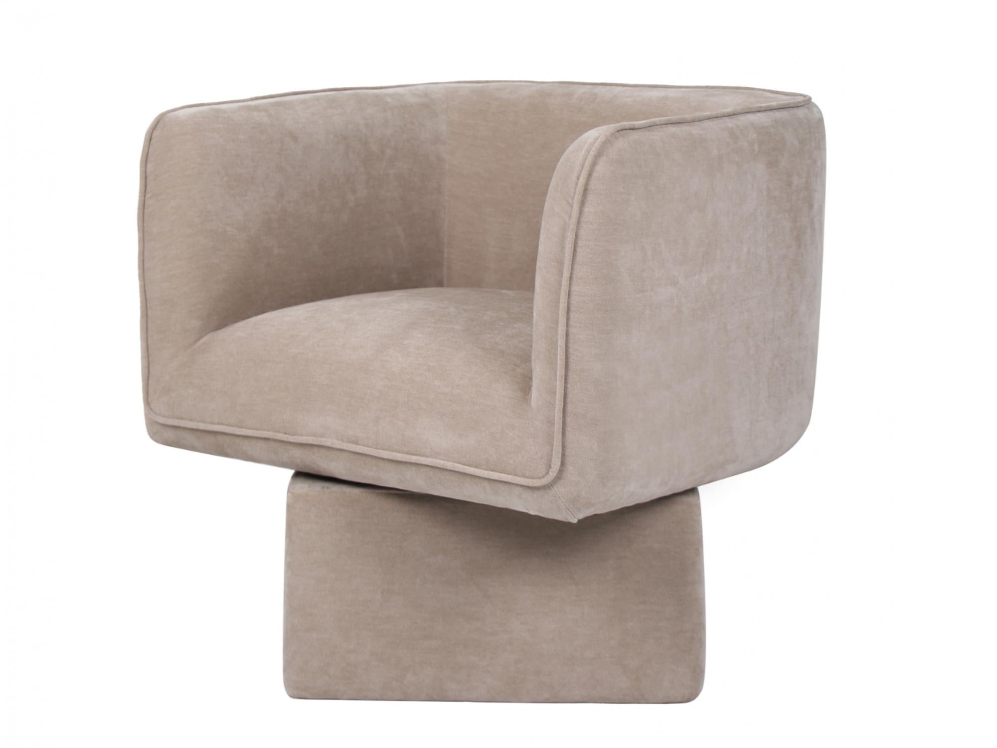 Chloe Swivel Occasional Chair – Latte | Chenille Fabric Upholstery