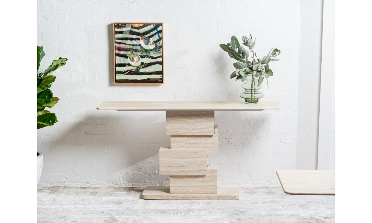 Eros Console Table White Travertine