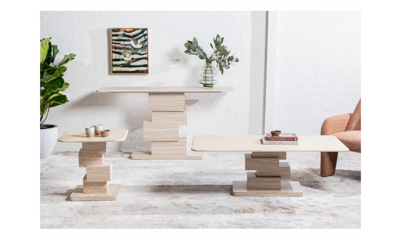 Eros Console Table White Travertine