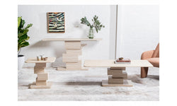 Eros Side Table White Travertine